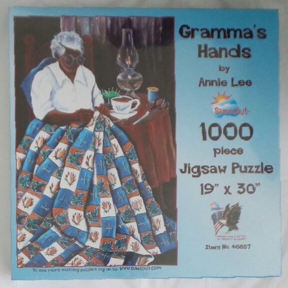 Sunsout Puzzle GRAMMAS HANDS Quilt Craft Country by Artist ANNIE LEE 1000 NEW
